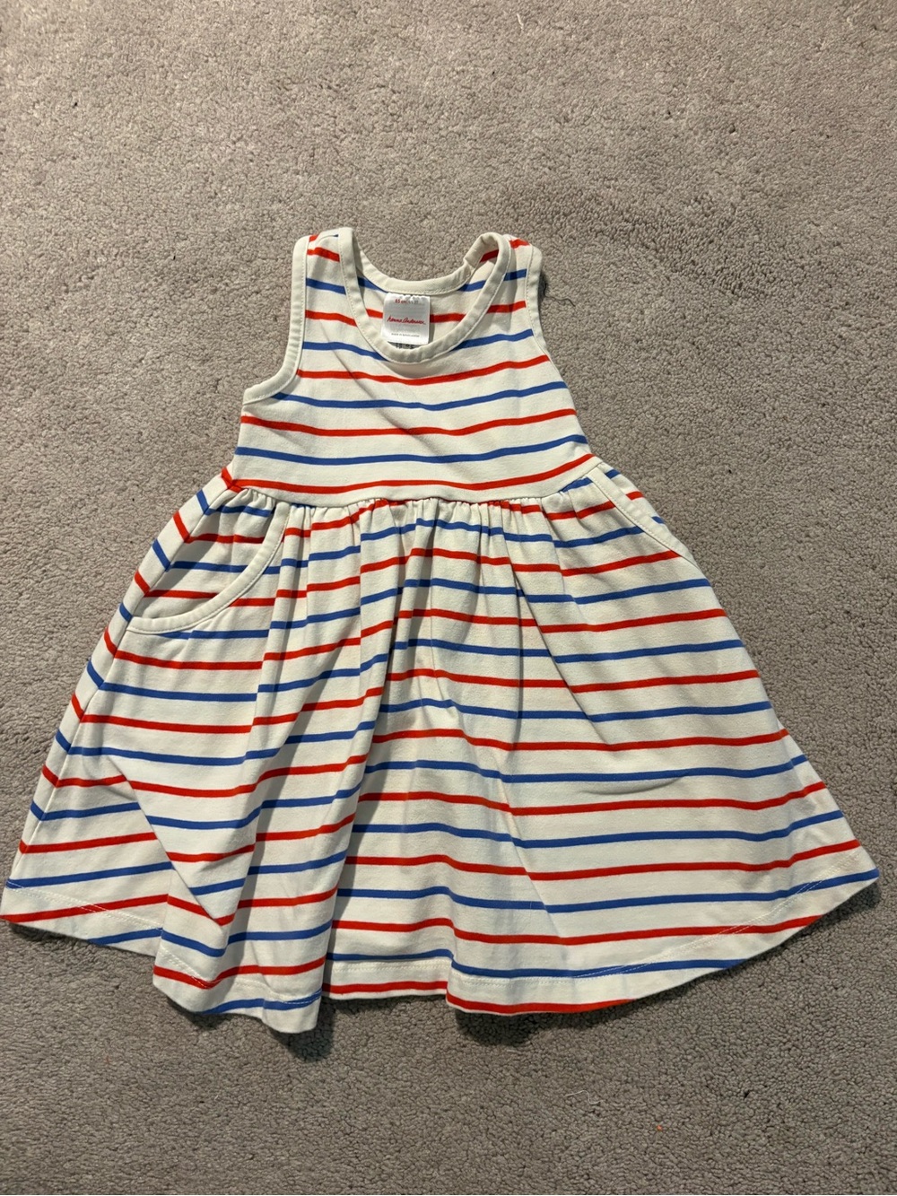 Hanna Andersson Red White & Blue Stripe Dress With Pockets
